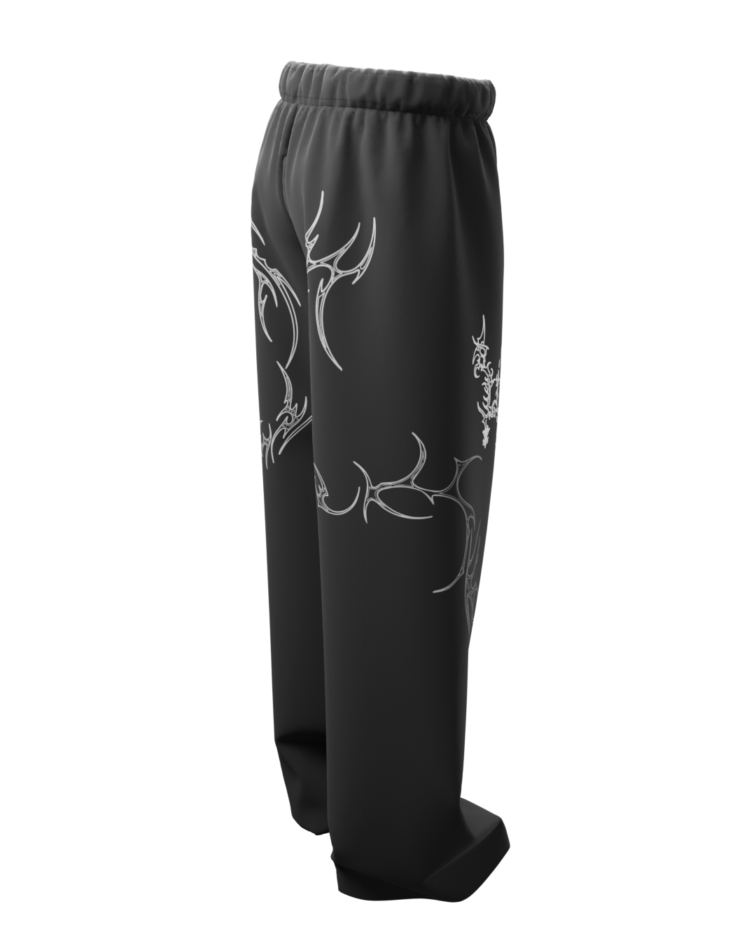 Engrave Black Unisex Straight Fit Baggy Pants
